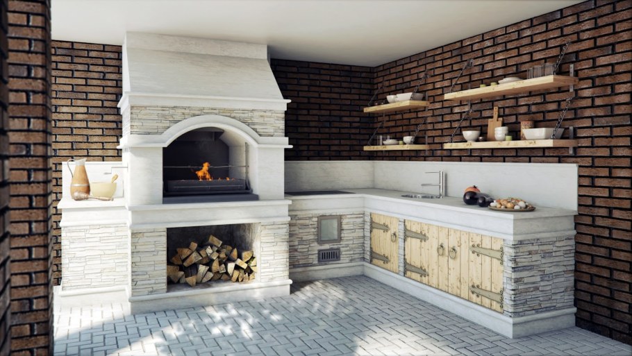 Отделка мангала из кирпича