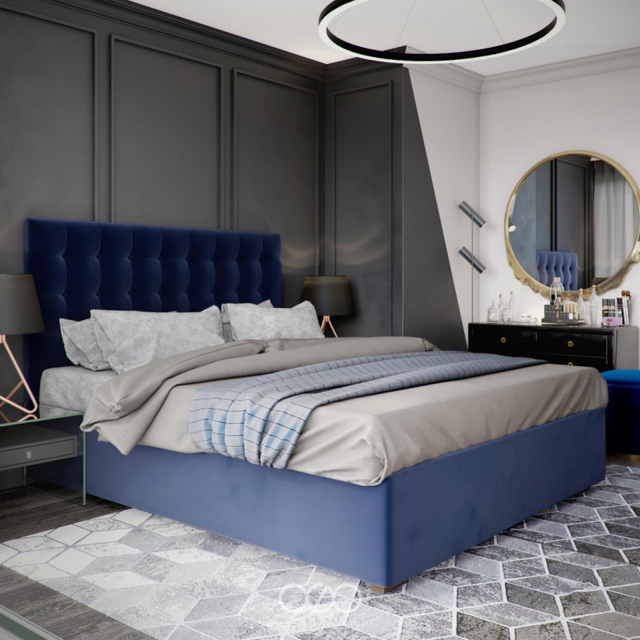 Темно синяя кровать