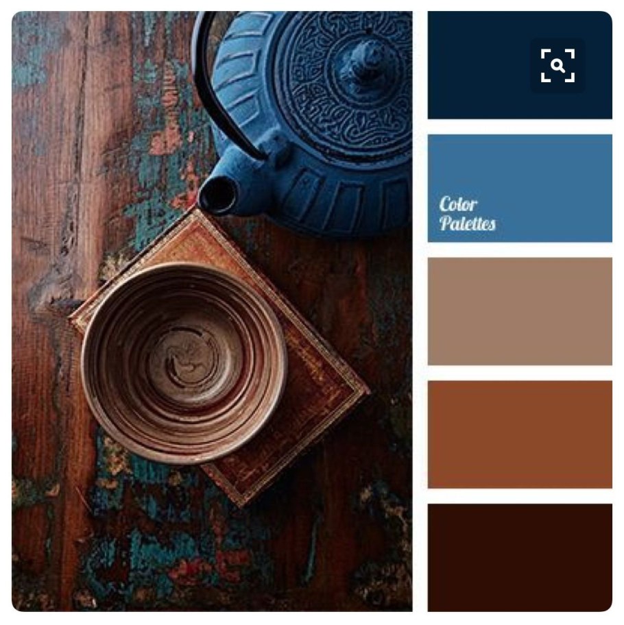 Сочетание цветов коричневый и синий