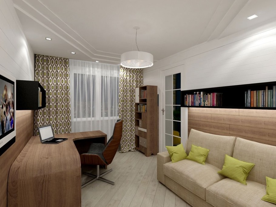 Гостиная спальня кабинет в одной комнате