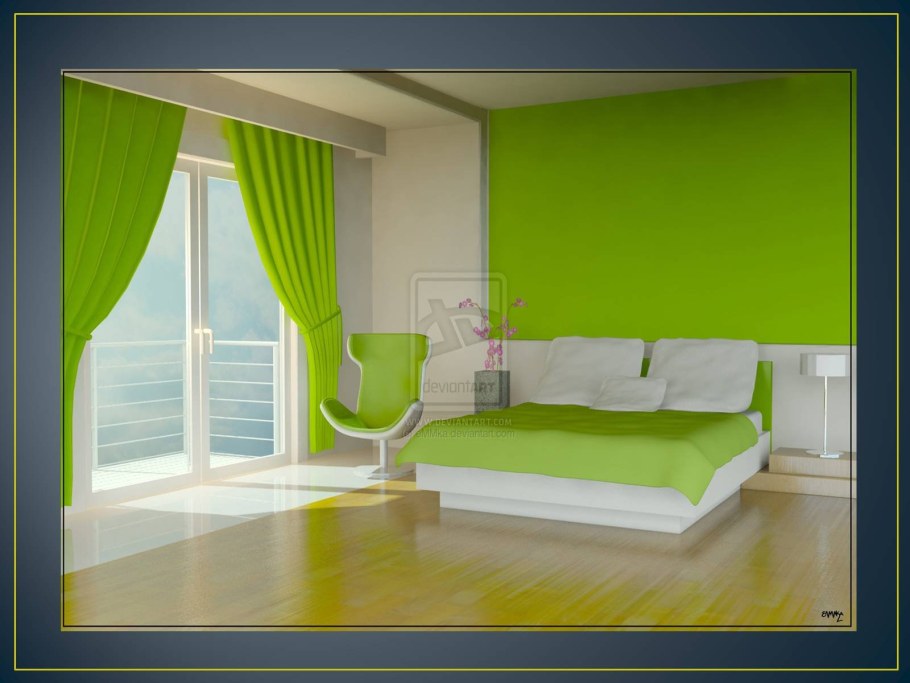 Комната в светло зеленом цвете