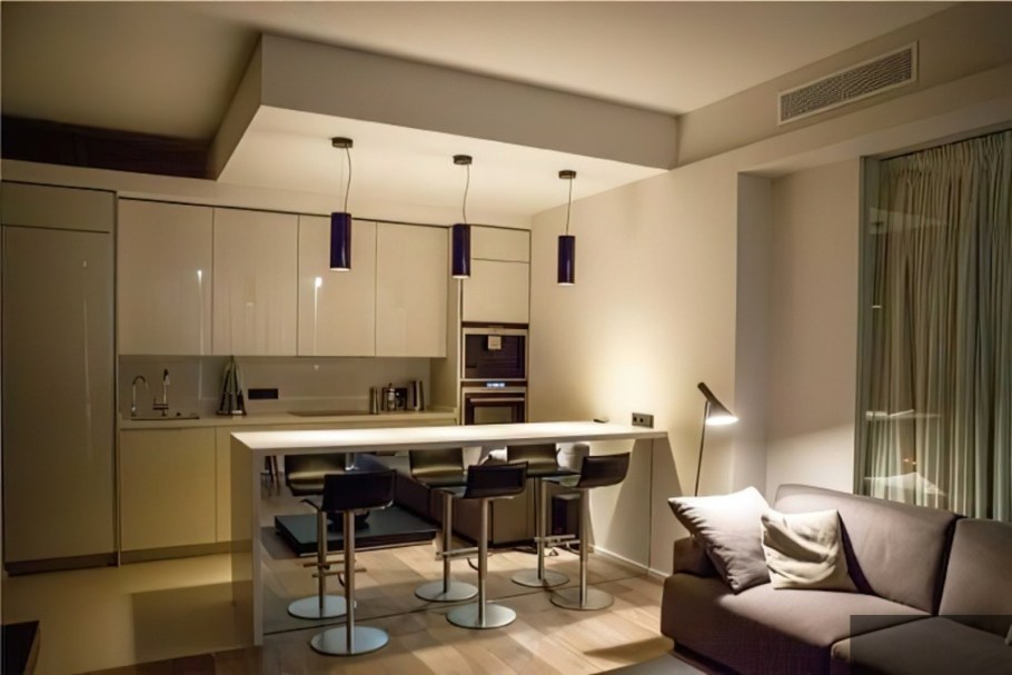 Освещение кухни студии