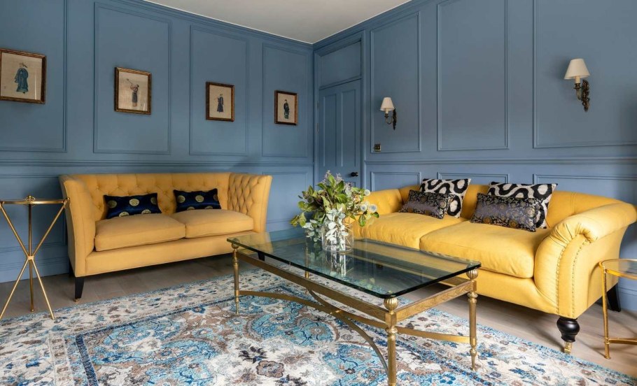 Сине желтый интерьер