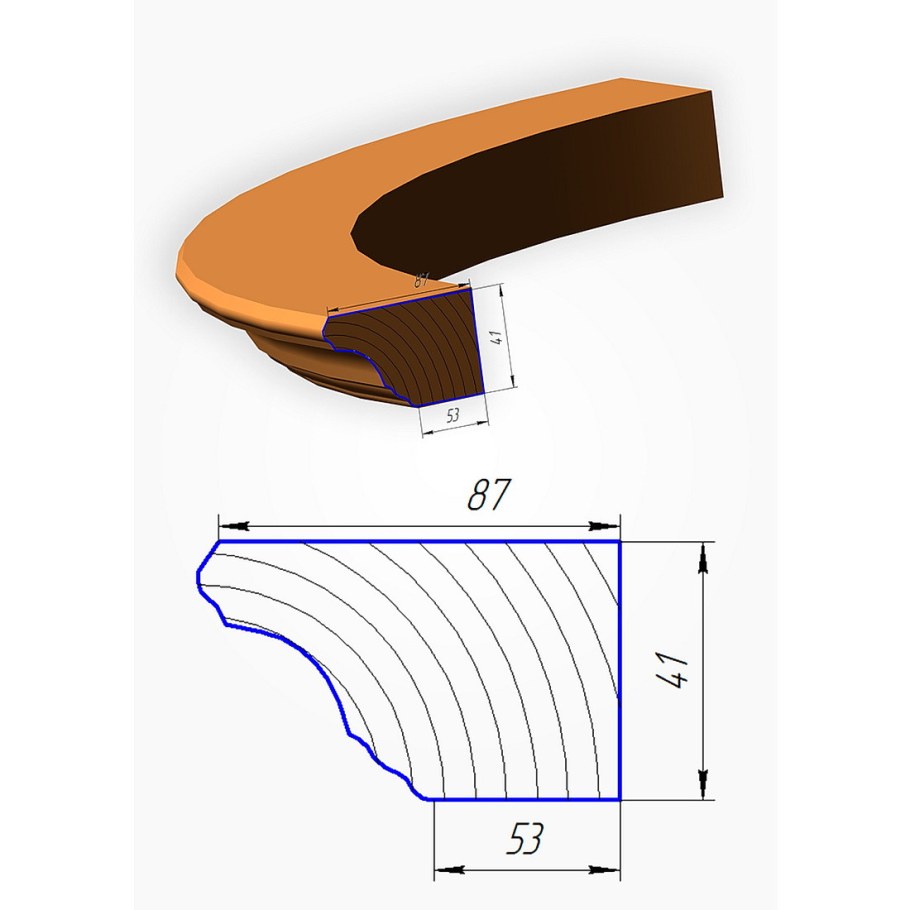 Радиусный фасад внешний r300