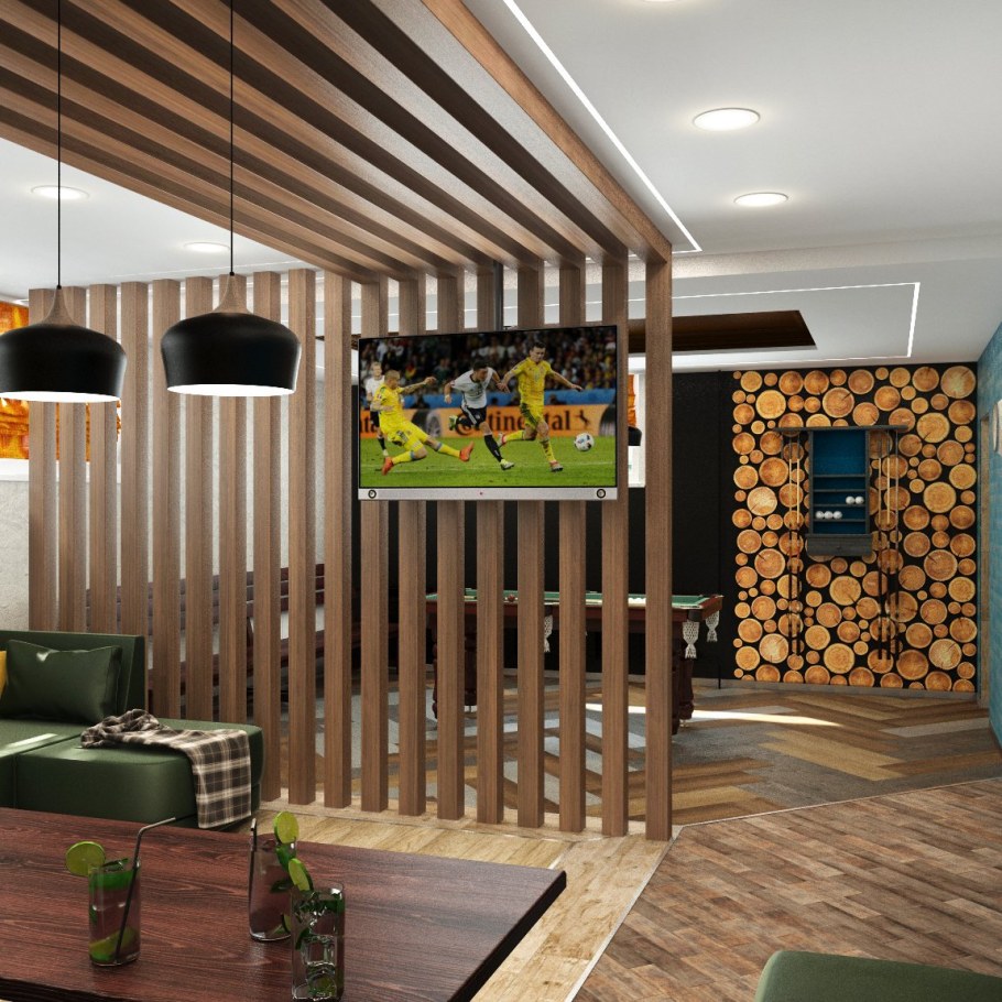 Зона отдыха в бане интерьер