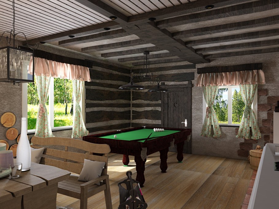 Зона отдыха в бане интерьер