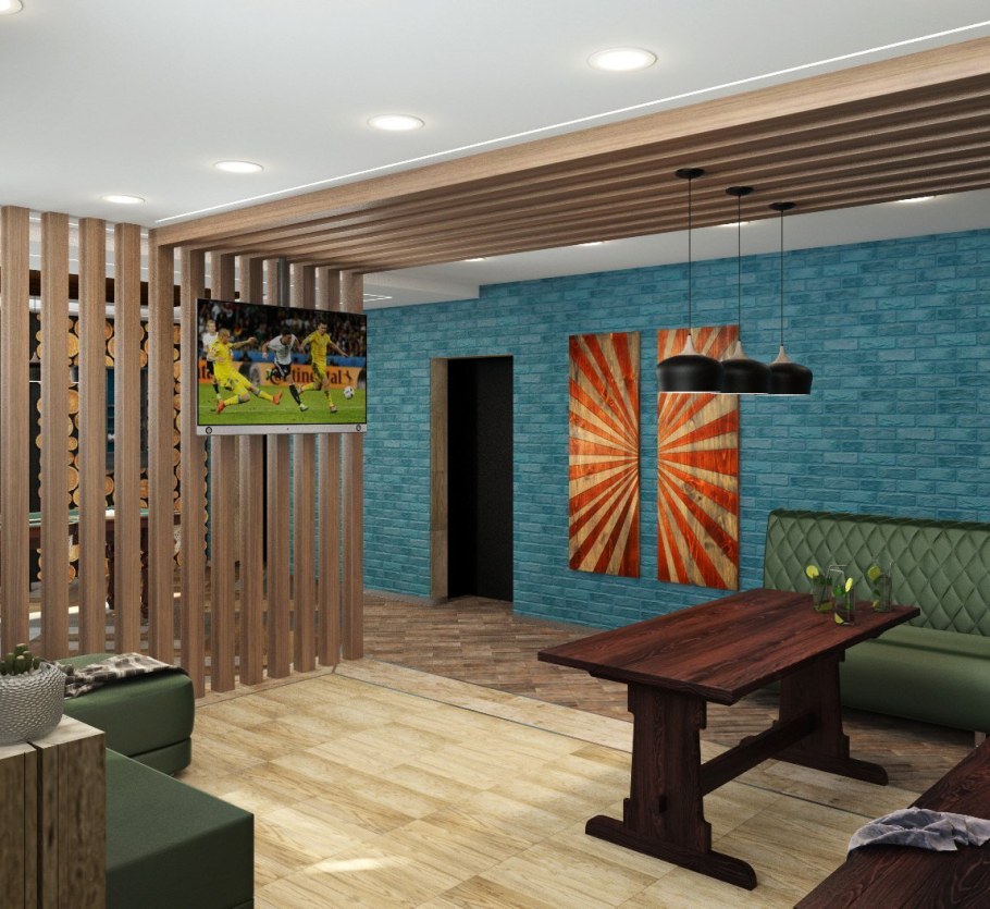 Интерьер бани в стиле лофт