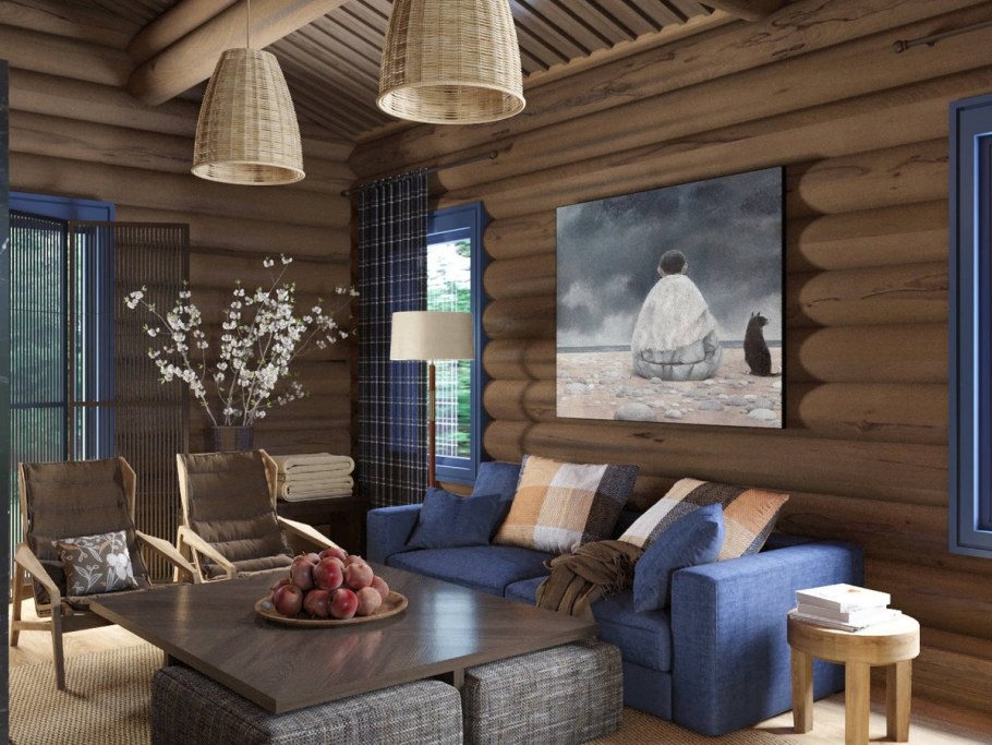 Интерьер бани с комнатой отдыха