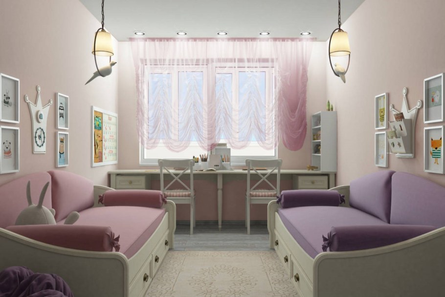 Интерьер комнаты для двух девочек