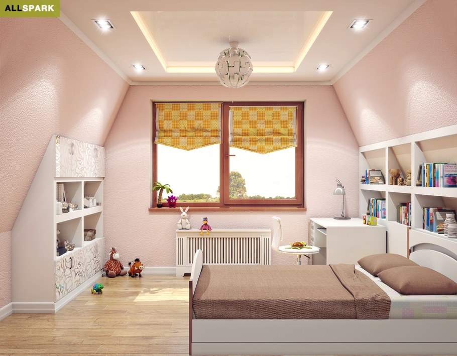 Интерьер детской на мансардном этаже