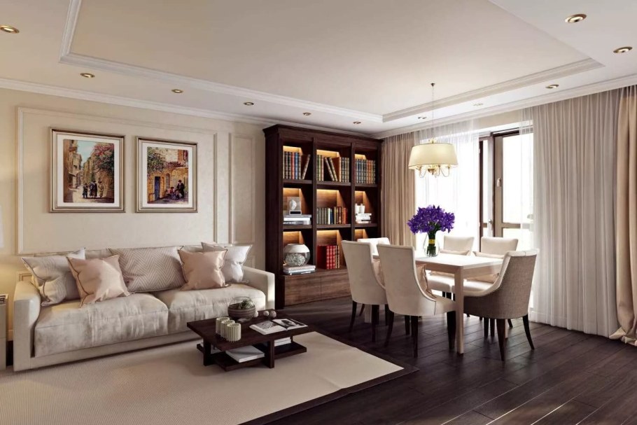 Интерьер гостиной в бежевых тонах