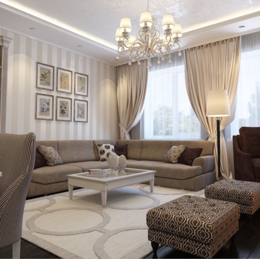 Гостиная в бежевых тонах
