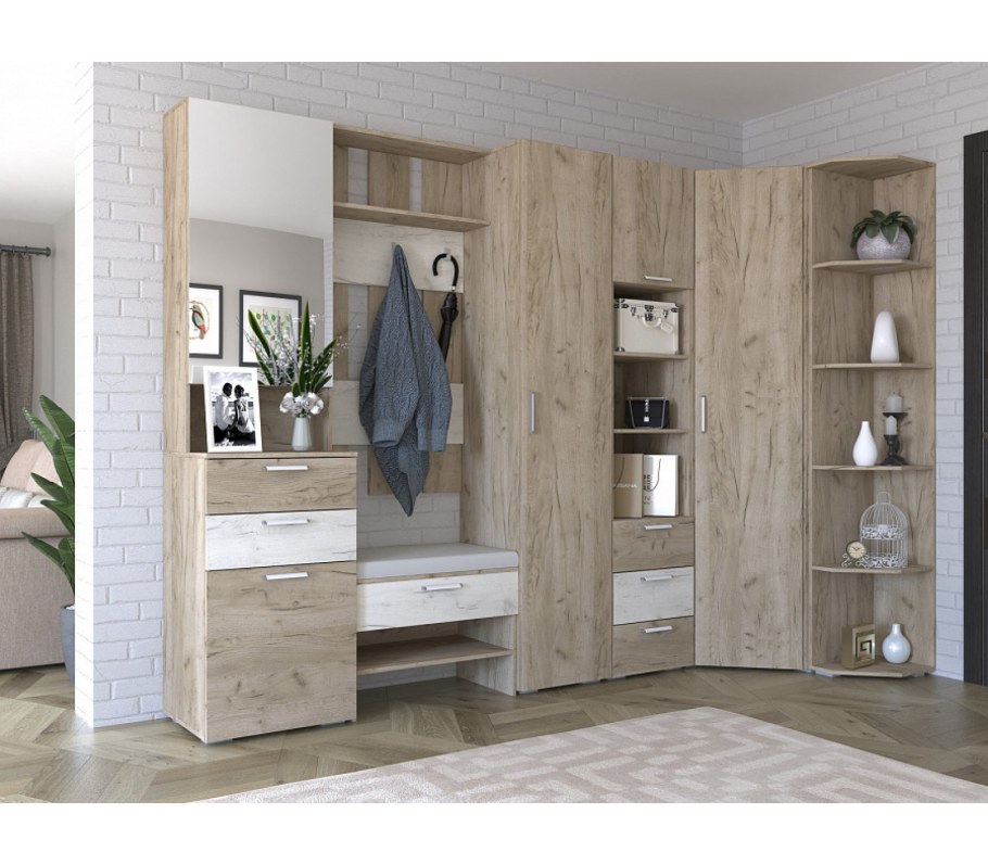 Прихожая Веста крафт серый, крафт белый