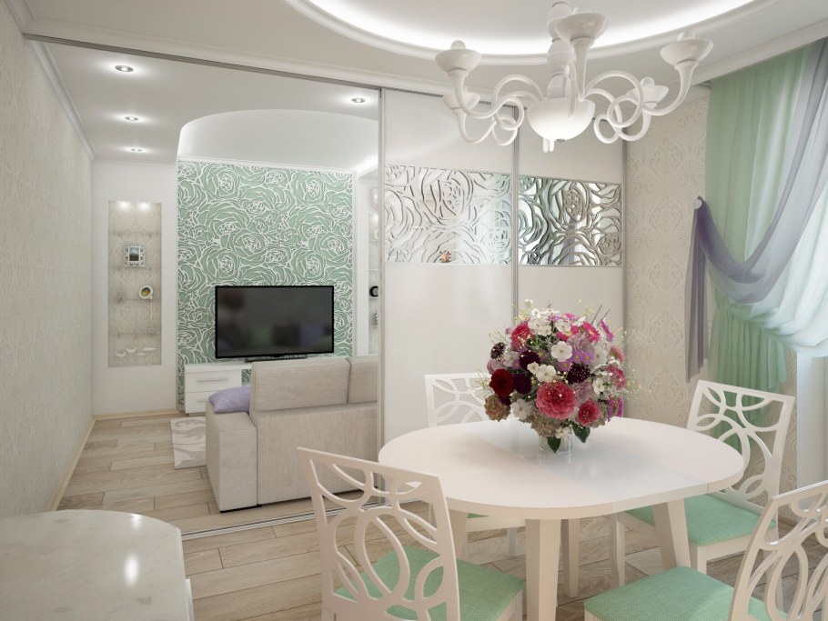 Обои в кухню-гостиную в современном стиле