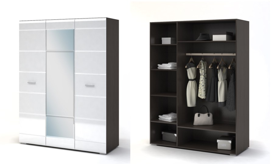 Вегас шкаф 3-х СТВ (1500*2000*570), венге/белый глянец