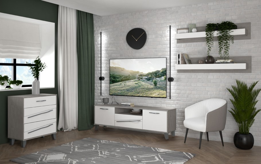 Гостиная Соната 2 дуб крафт белый антрацит