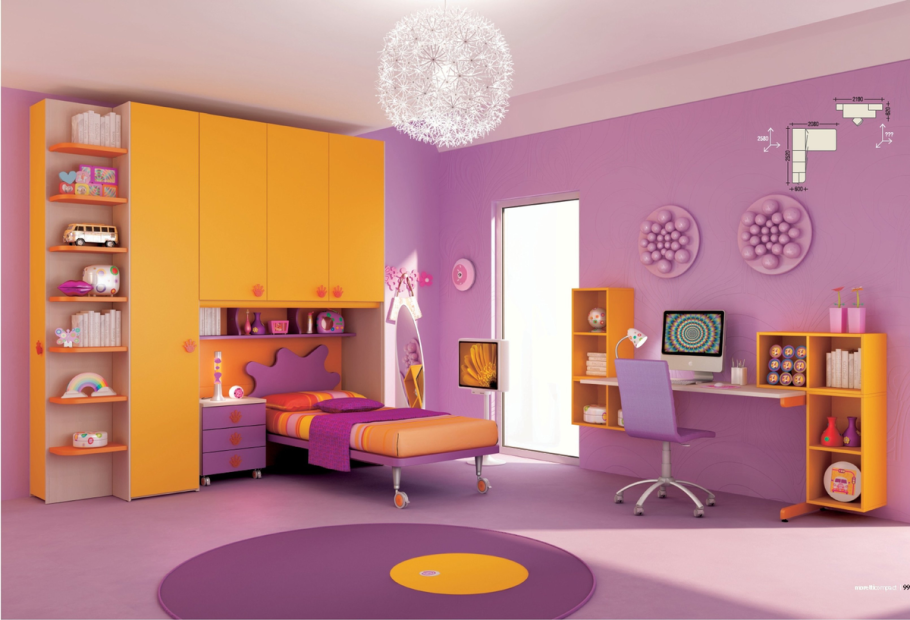 Оранжевая комната для девочки