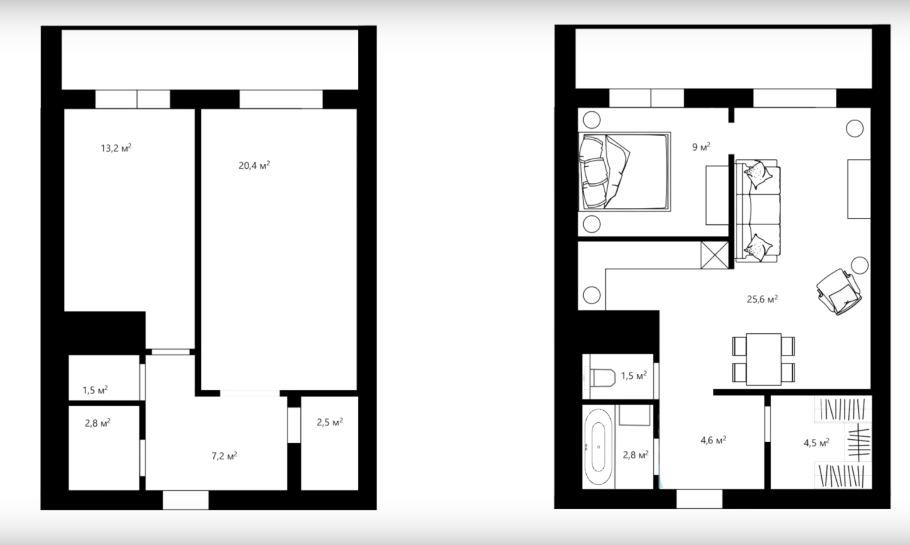 Планировка пик евродвушка 60м2