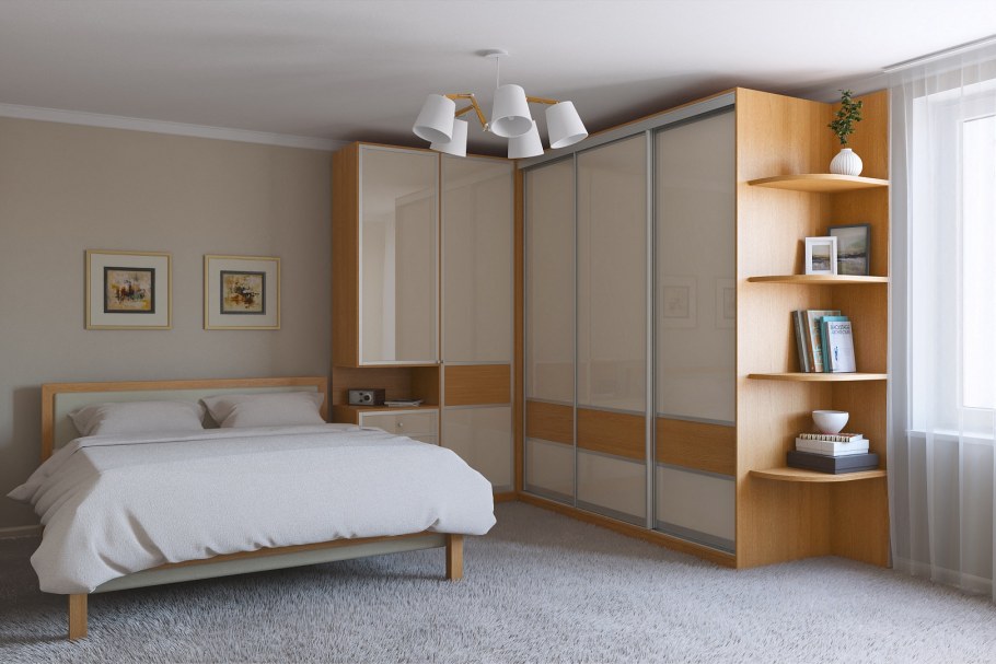 Шкафы в бежевой комнате