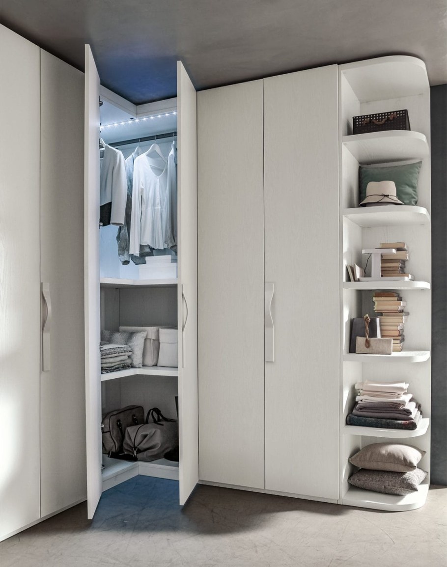 Современные угловые шкафы в спальню