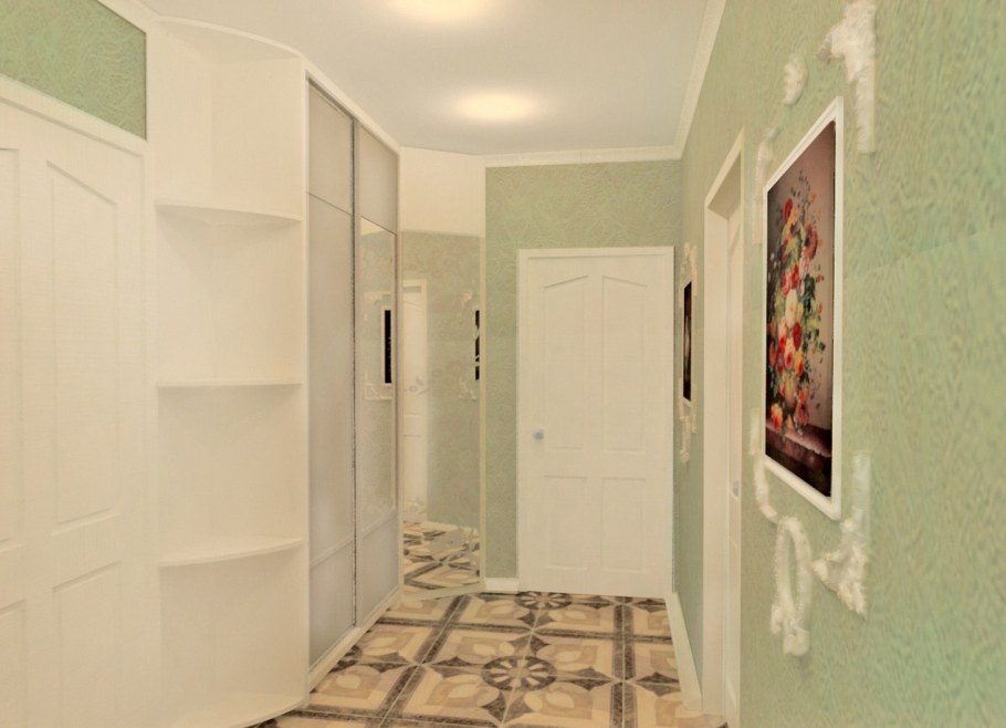 Фисташковый цвет в интерьере прихожей