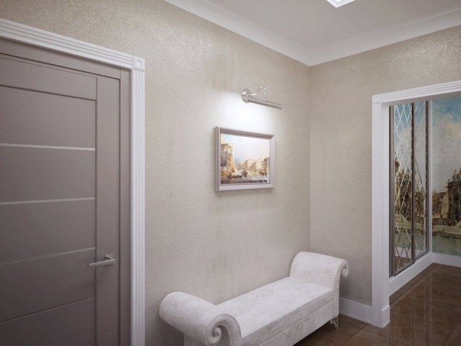 Прихожая с декоративной штукатуркой светлая