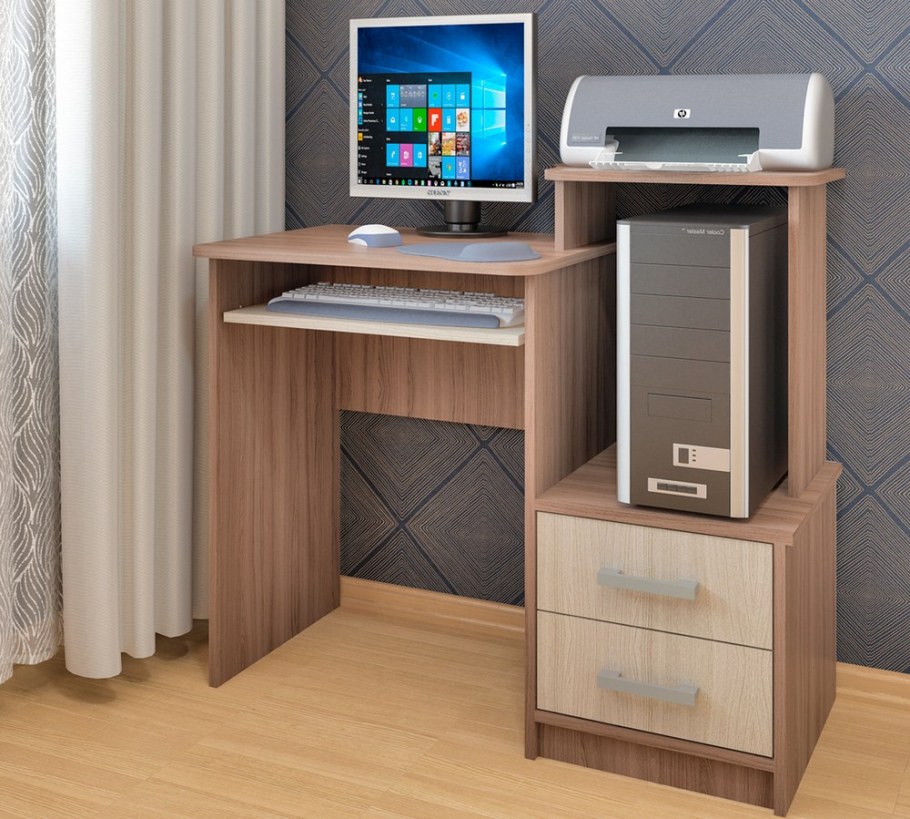 Стол компьютерный СЛКС-1, ясень шимо светлый