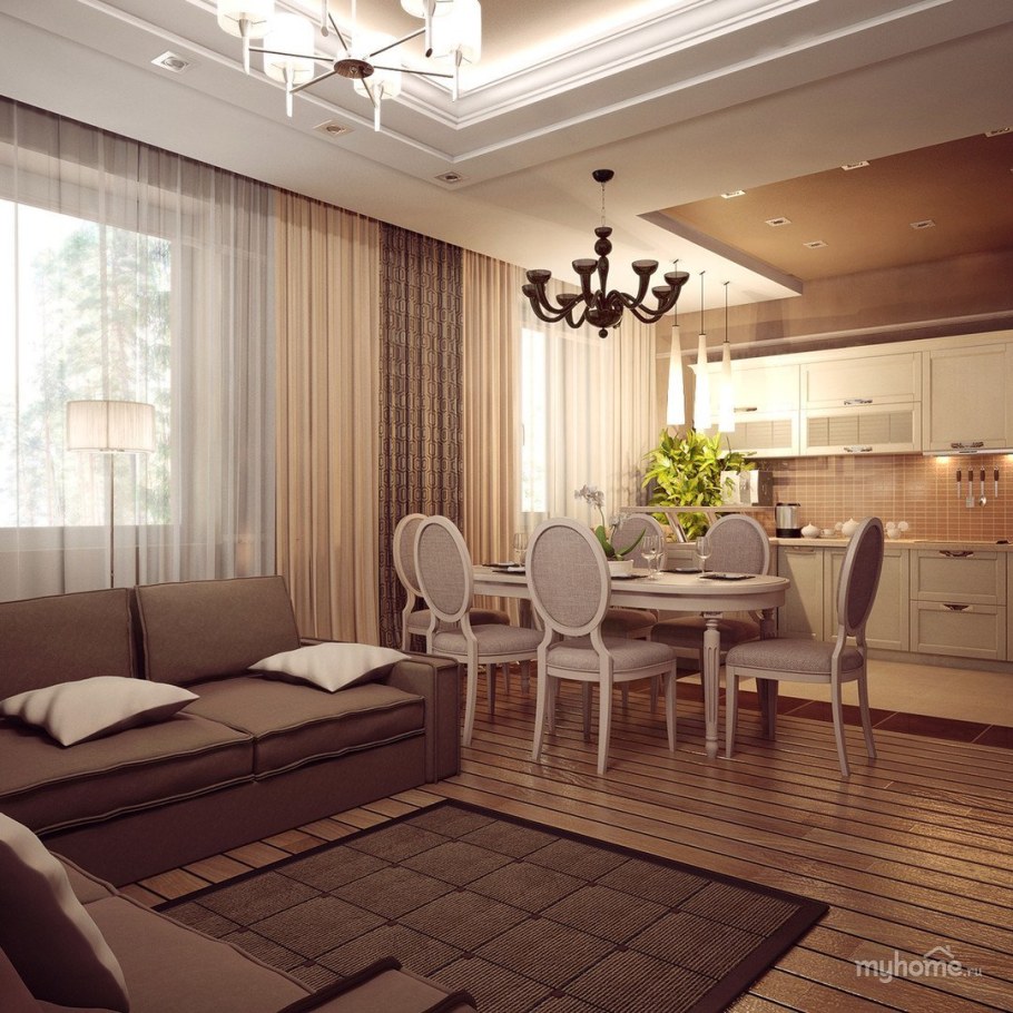 Гостинная совмешенная сскухней