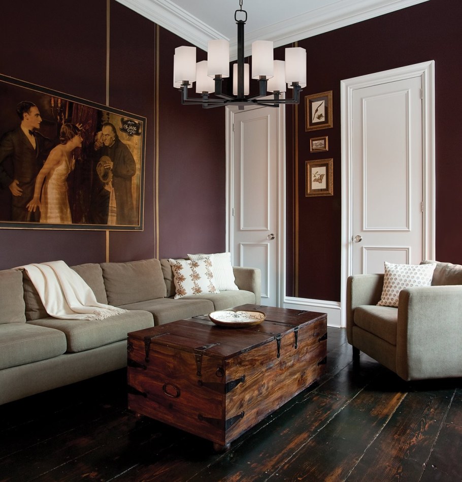 Коричневые стены в интерьере