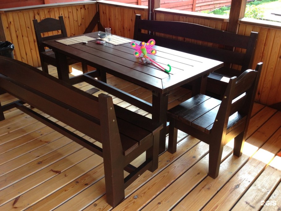 Стол и лавочки для беседки из дерева