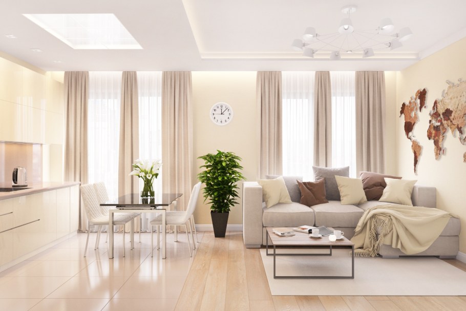 Гостиная в бежевых тонах