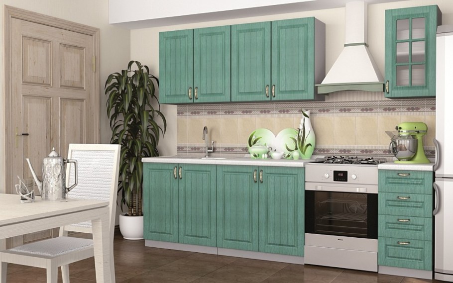 Модульная кухня София Лондон дуб изумруд зеленый