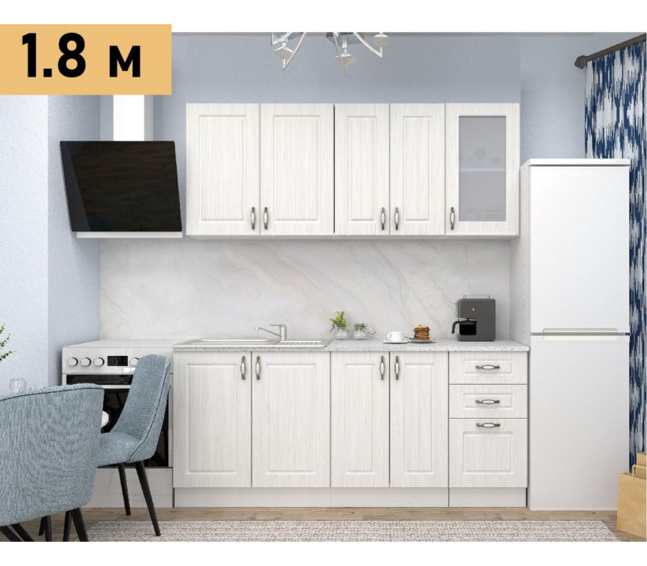 Кухня "Прованс" створки стекло 600 ст. мат. Ясень фисташка (Диал)