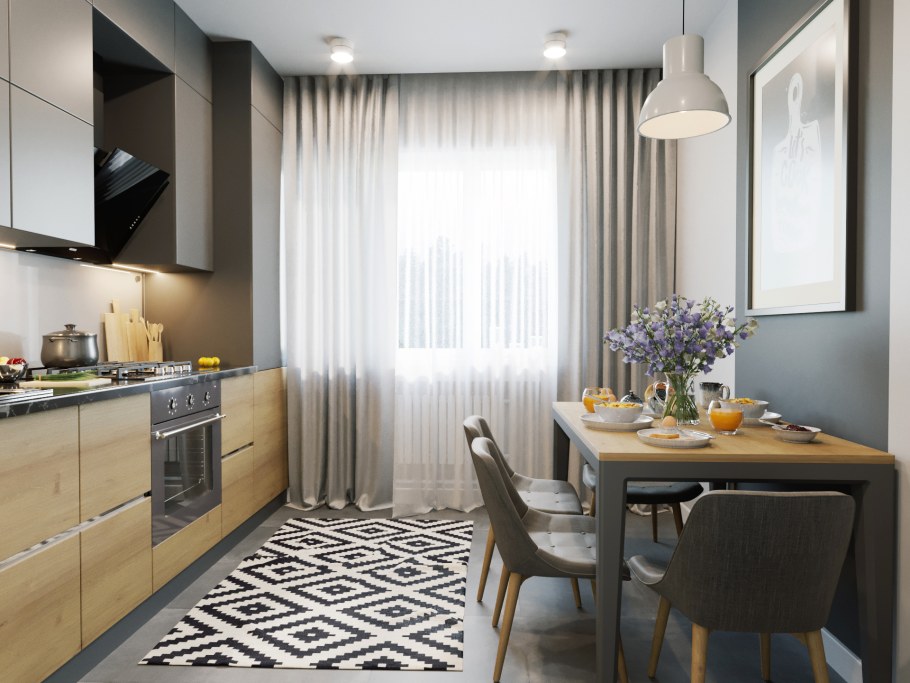 Шторы для серой кухни