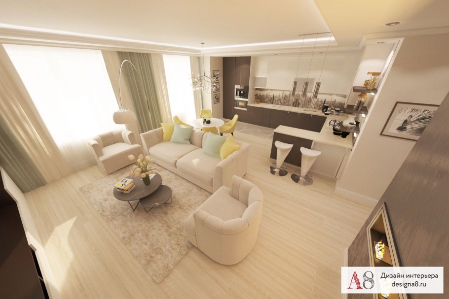 Квартира трешка светлых тонах