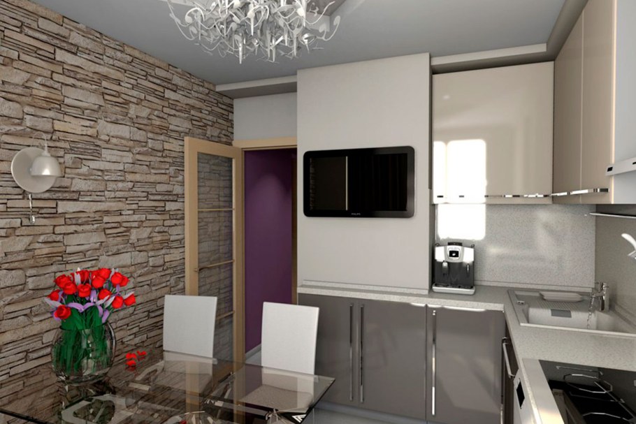 Дизайн кухни в п44 трешка