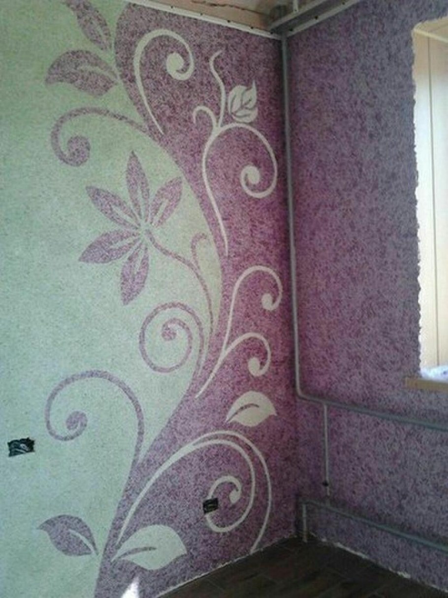 Жидкие обои узоры на стенах