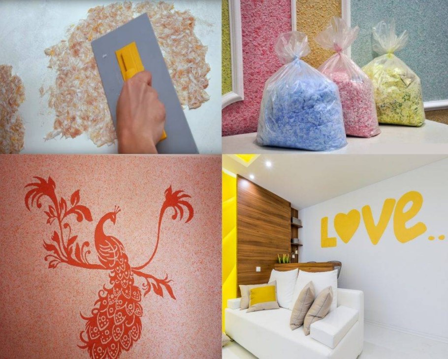 Отделка стен жидкими обоями