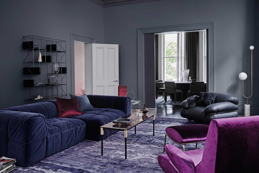 Серо фиолетовый интерьер
