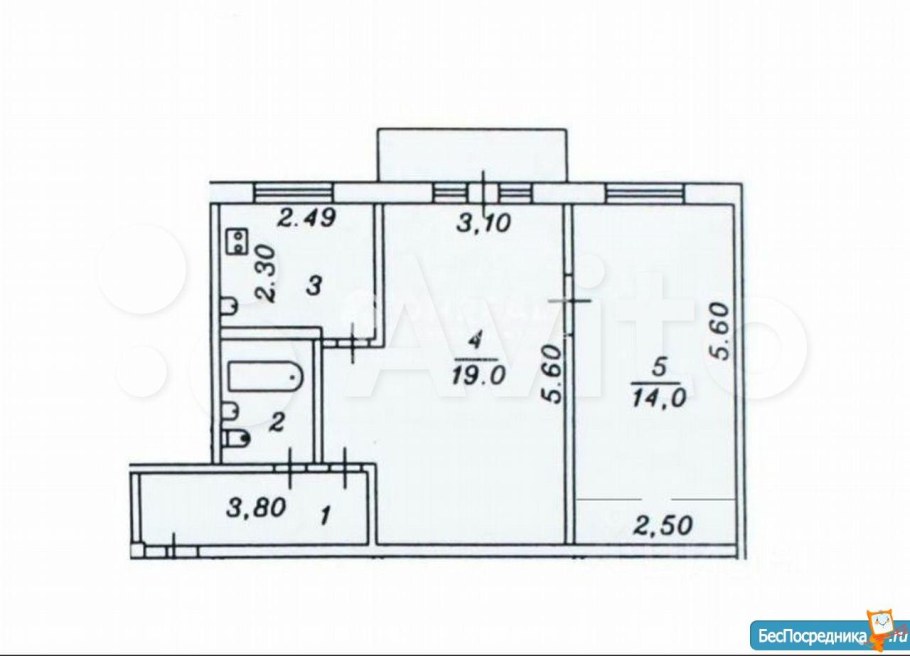 Планировка 2 комнатной квартиры 46 кв.м в хрущевке