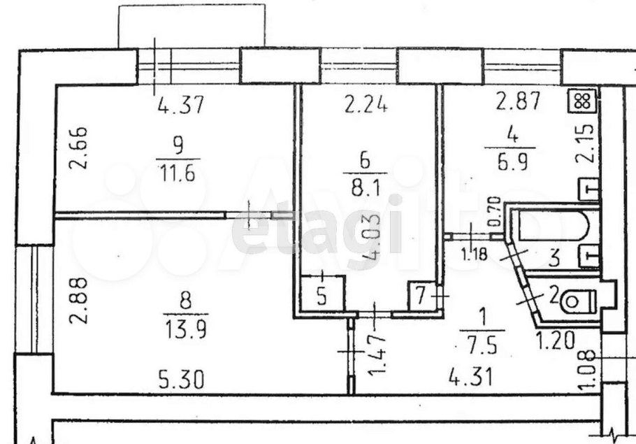 Трехкомнатная угловая хрущевка планировка