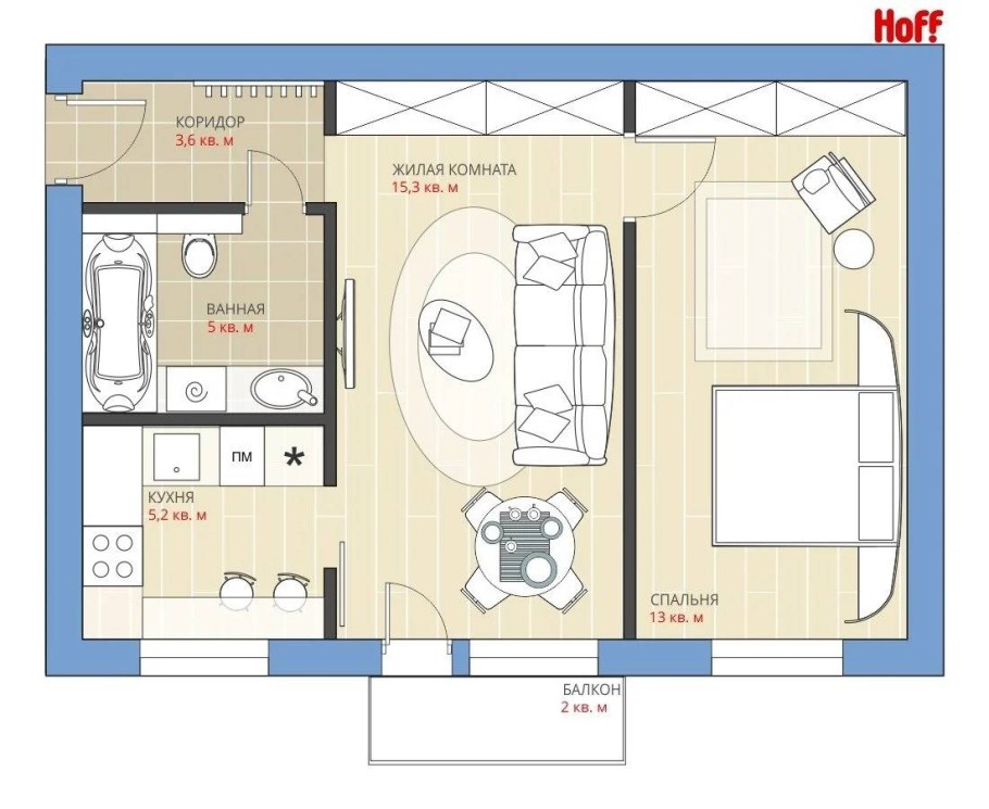 Перепланировка двухкомнатной хрущевки проекты
