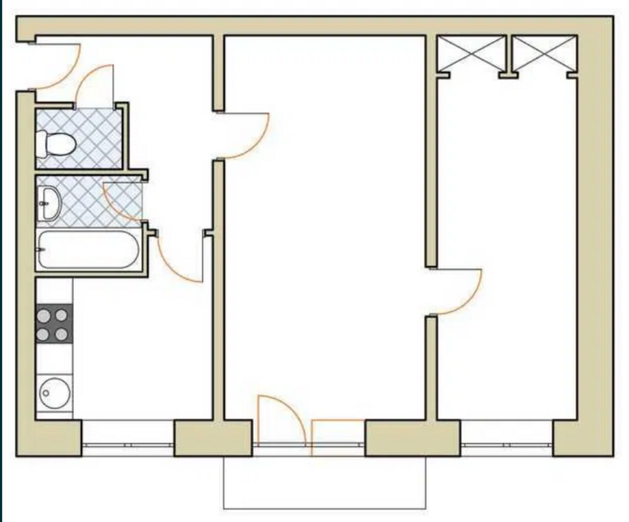 Планировка кирпичная хрущевка 2к