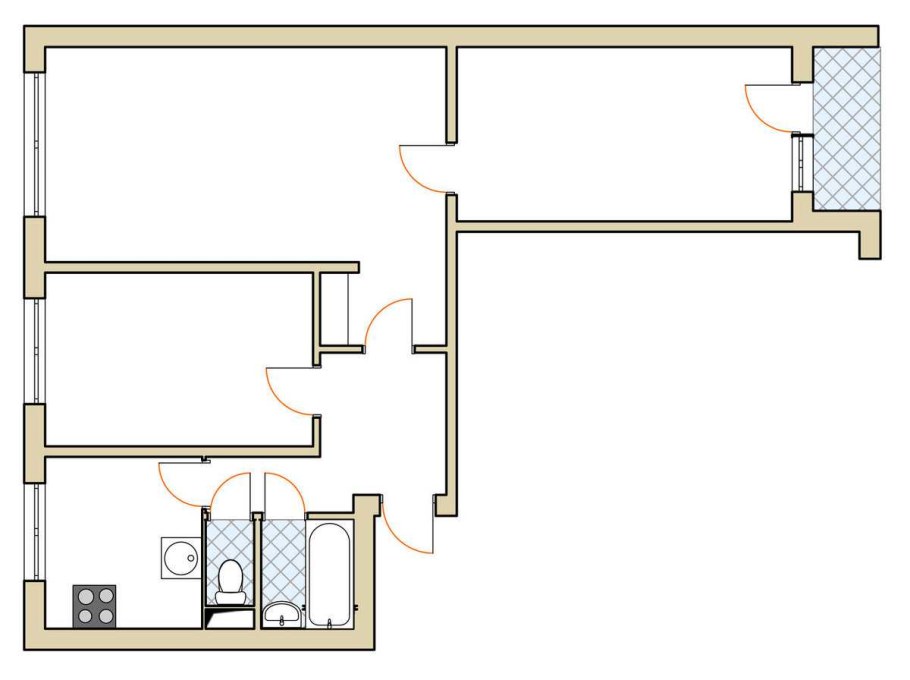 Планировка трехкомнатной хрущевки 60 м