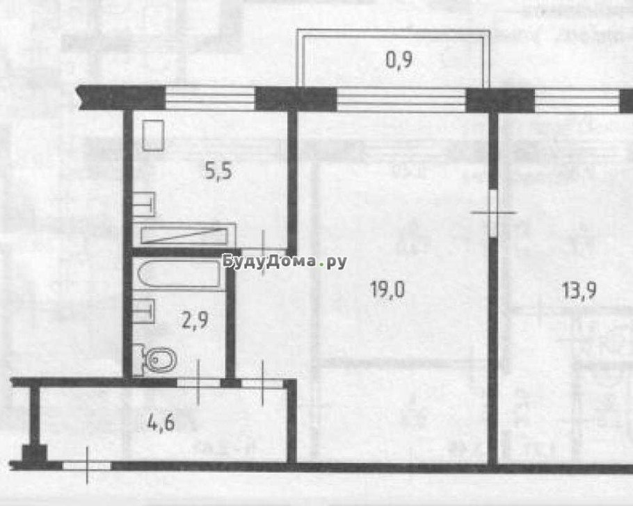 Планировка 2х хрущевка 44кв