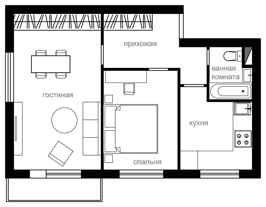 Перепланировка двухкомнатной хрущевки
