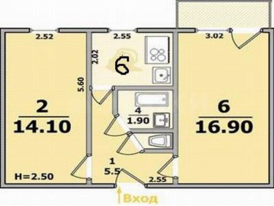 Планировка бабочка 2 комнатная хрущевка