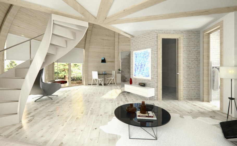 Стратодезический купольный дом интерьер