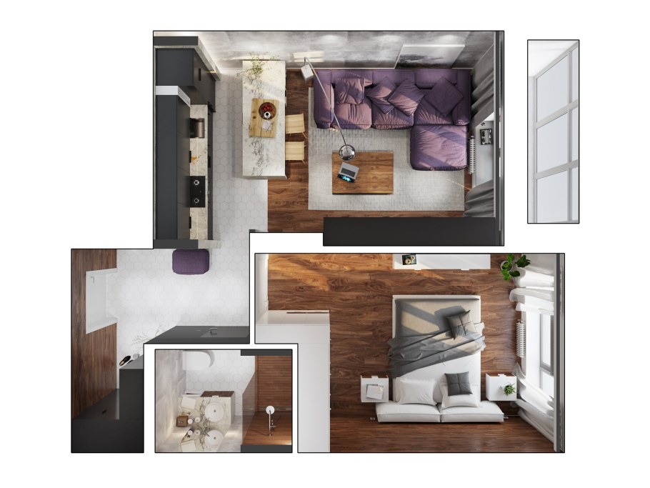 Евродвушка 32 кв.м планировка