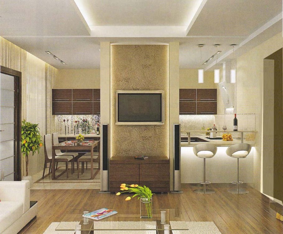 Кухня гостиная столовая 35 кв